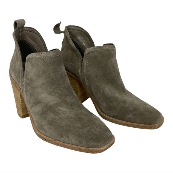 Jeffrey Campbell Rosee Taupe Suede‎ Block Heel Ankle Booties Size 8 Minimalist - Picture 5 of 13